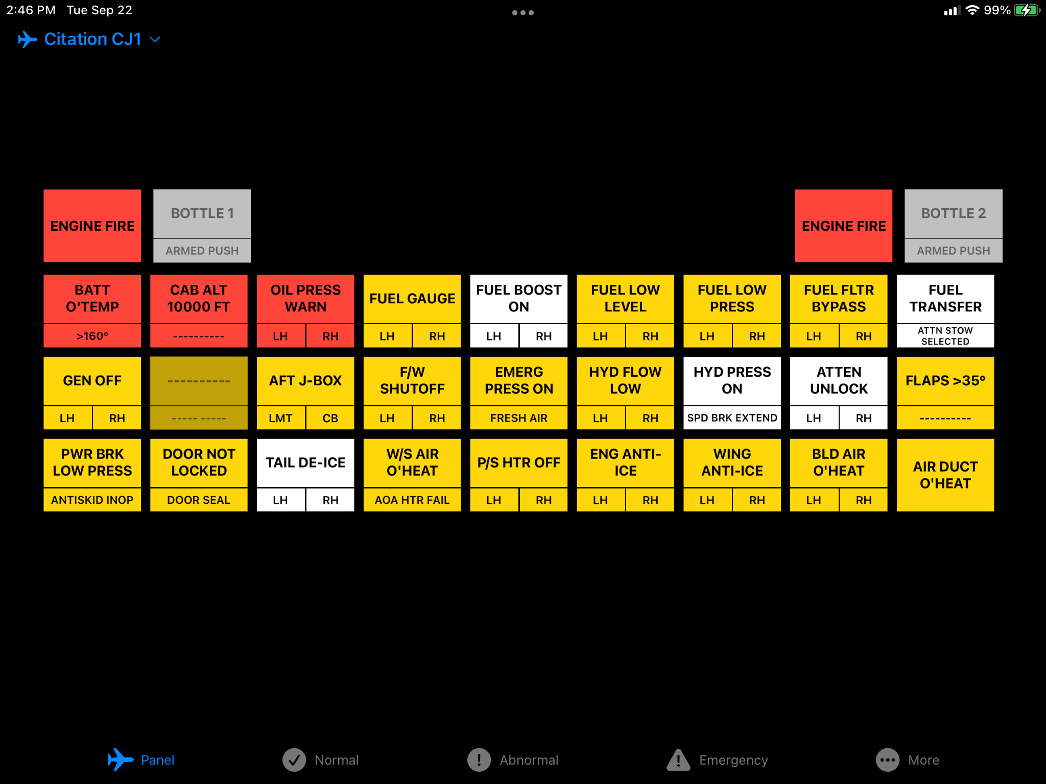 JetList Citation CJ1 annunciator panel